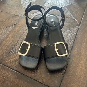 Diba Black Heeled Sandals with Silver Buckle